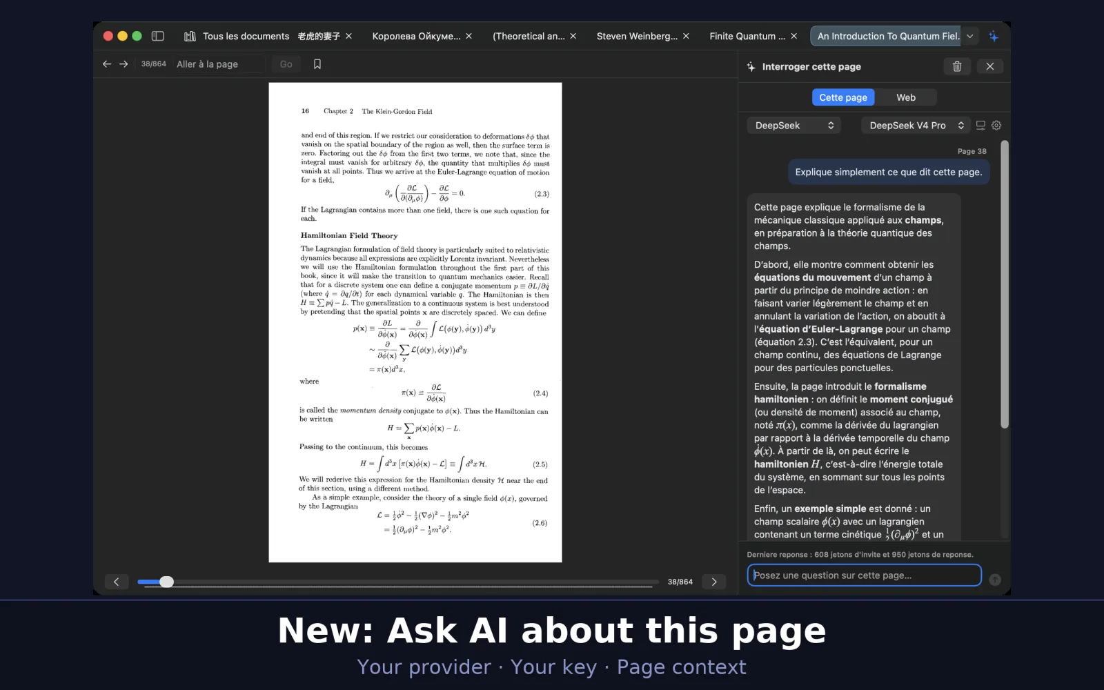 The reading assistant answering a question about the open page
