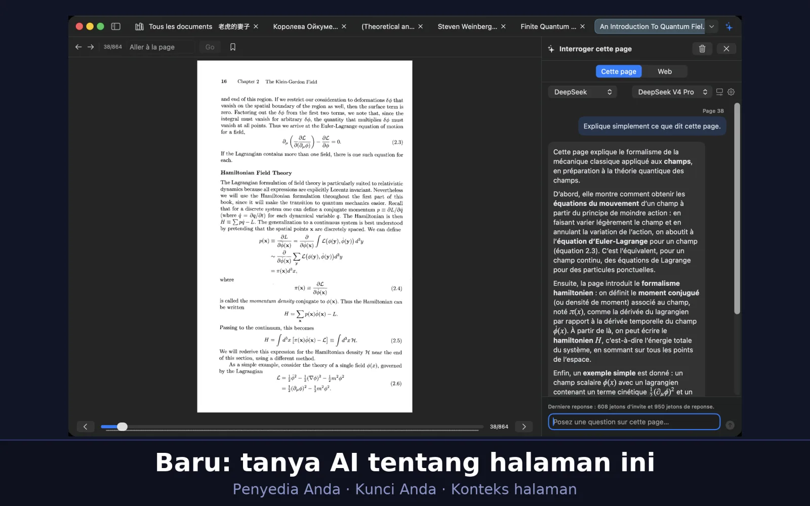 Asisten baca menjawab pertanyaan tentang halaman yang sedang terbuka