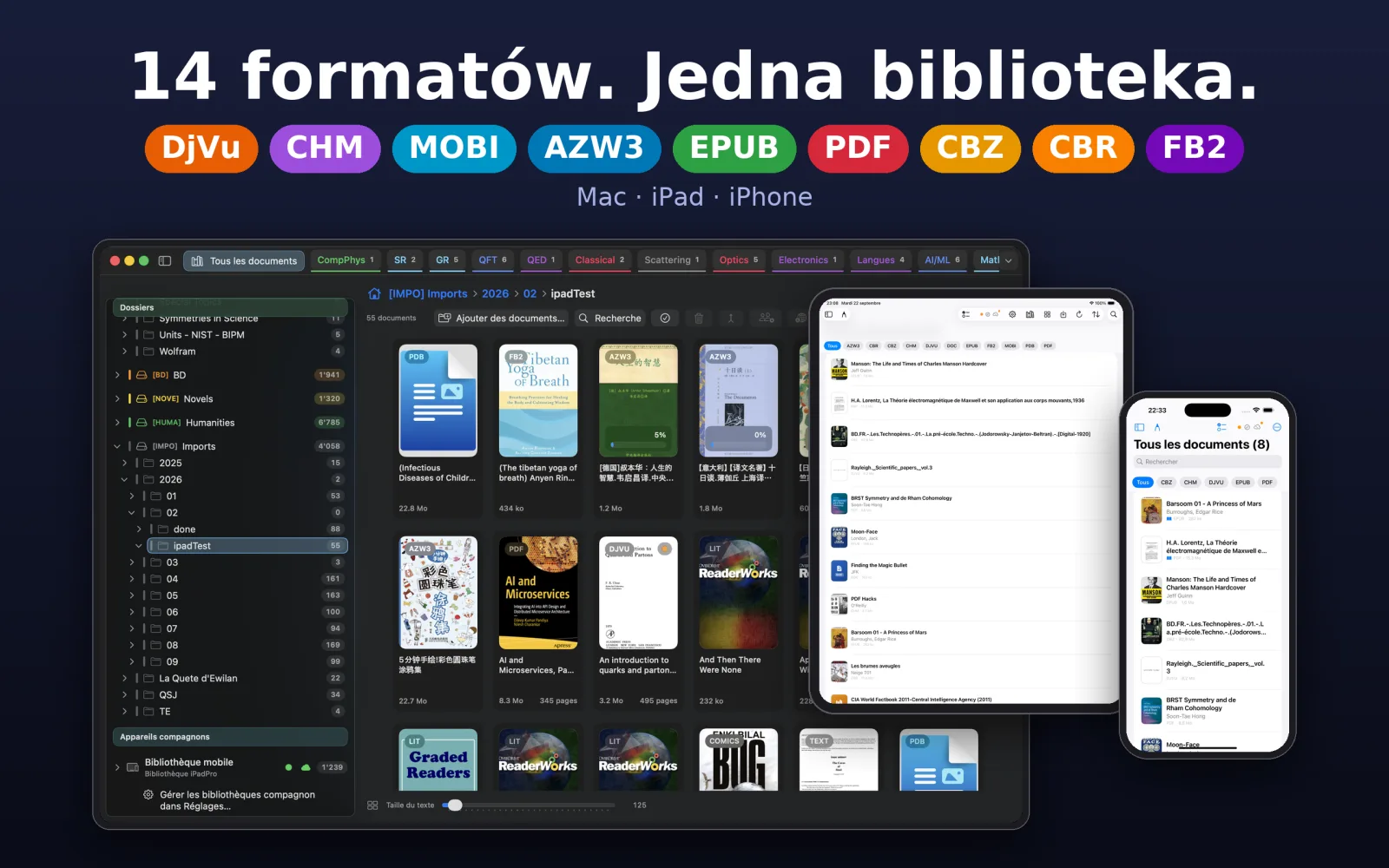 UniReader z biblioteką książek, komiksów i dokumentów