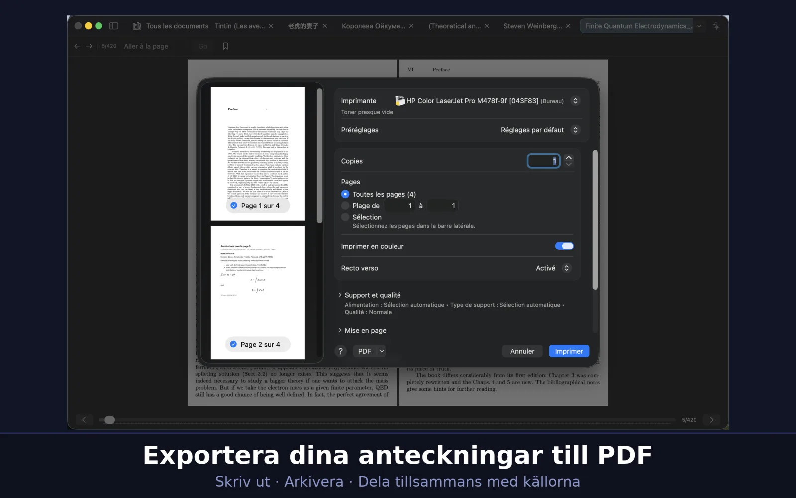 Skärmbild av UniReader