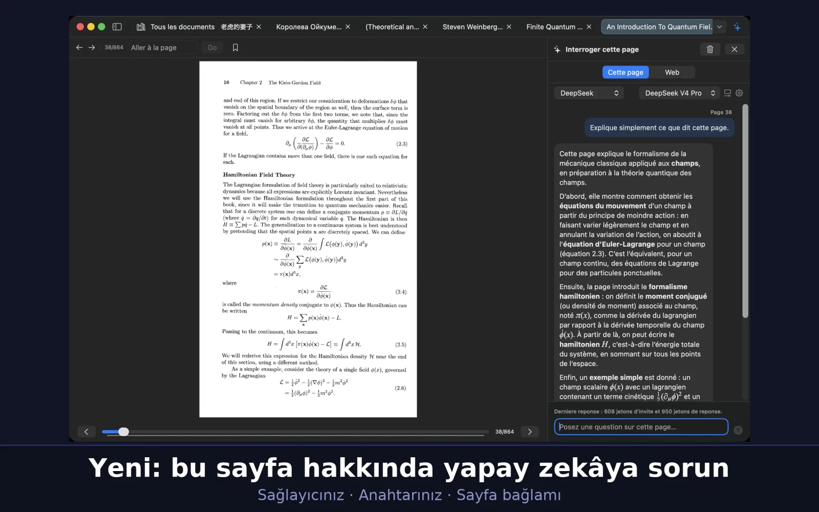 Okuma asistanı, açık sayfayla ilgili bir soruyu yanıtlıyor